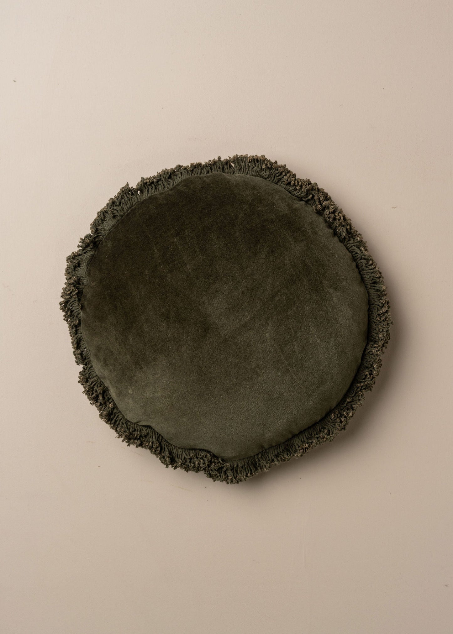 Velvet Round Cushion | Dark Olive - - - Saardé - Saardé.