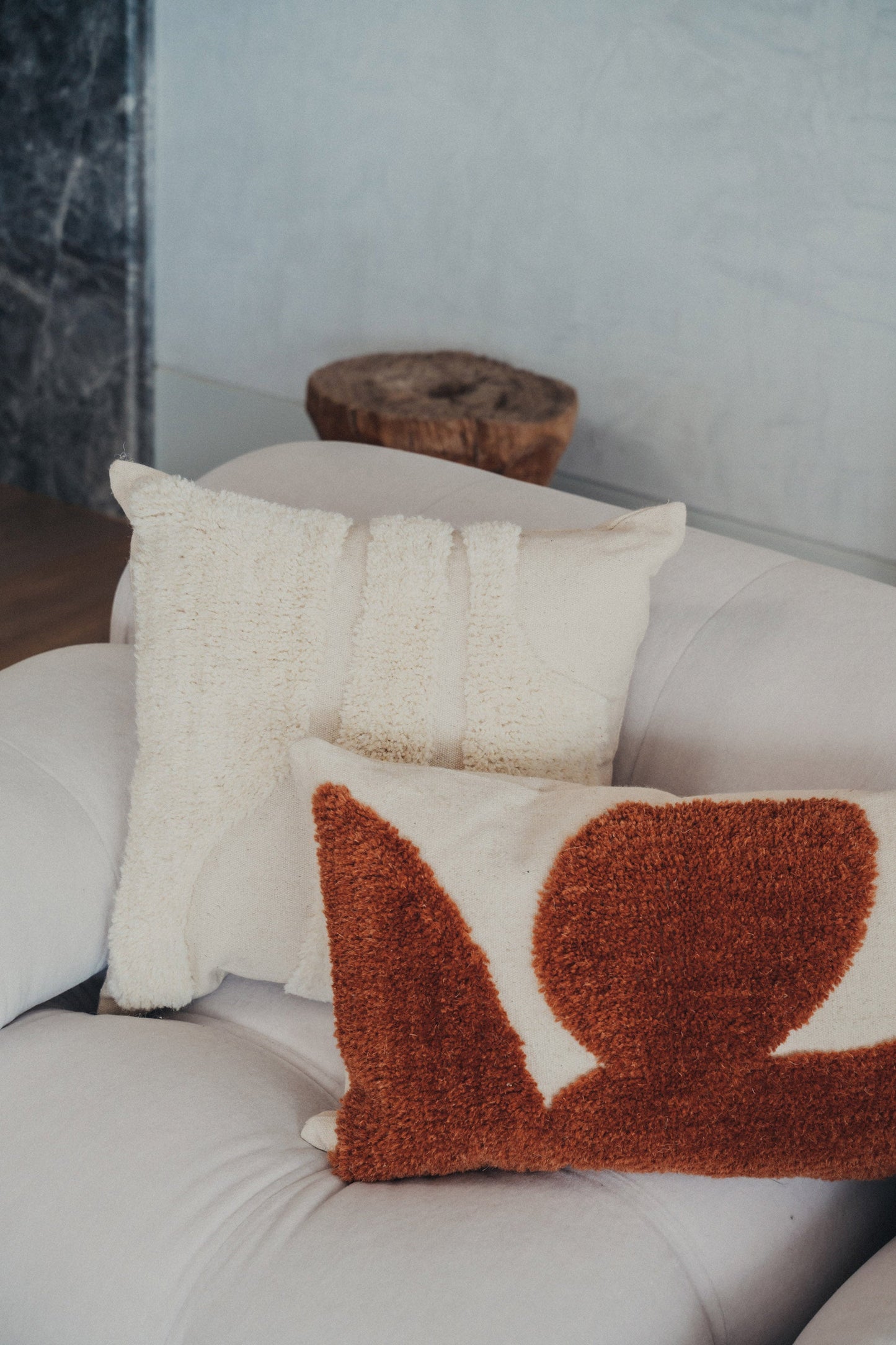 Abstract Square Cushion - Ivory - - - Saardé - Saardé.