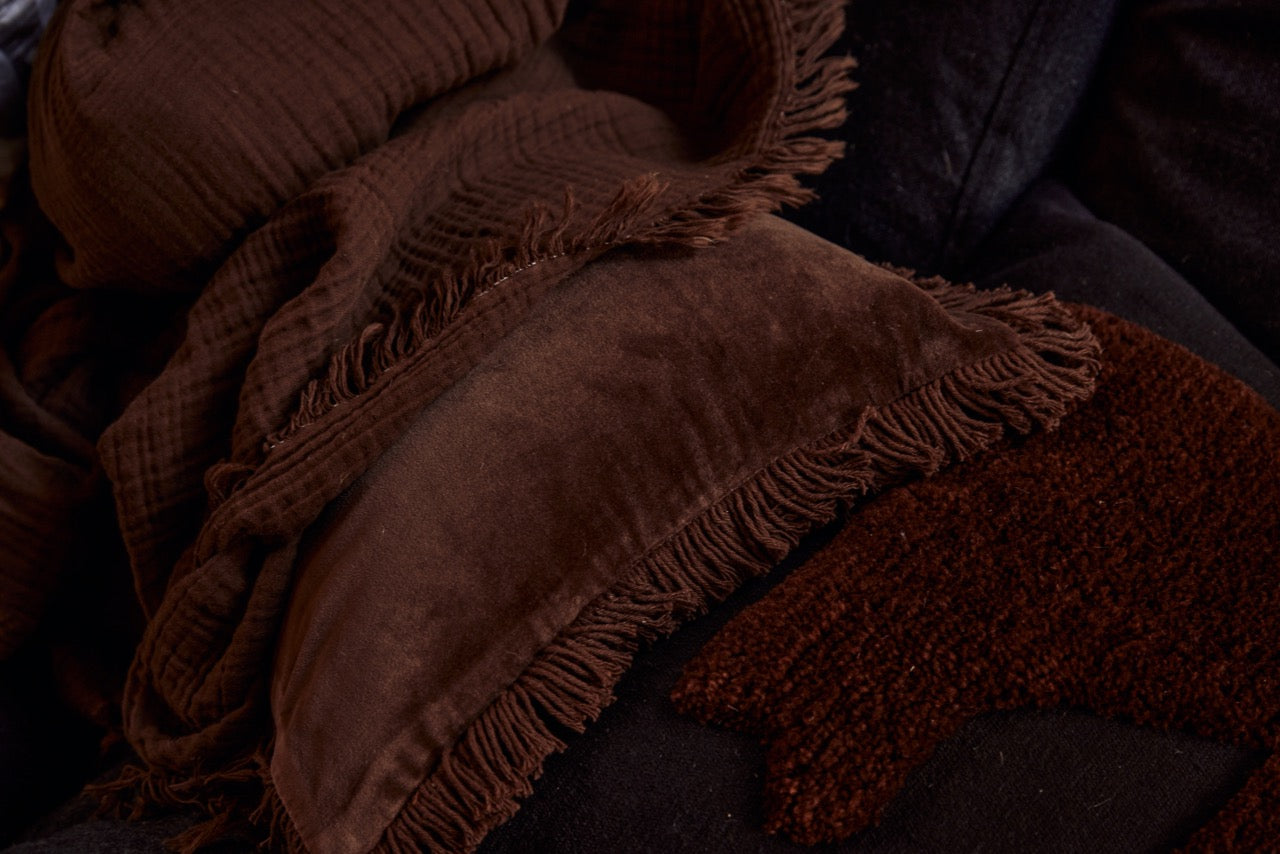 Velvet Cushion | Chocolate - - - Saardé - Saardé.