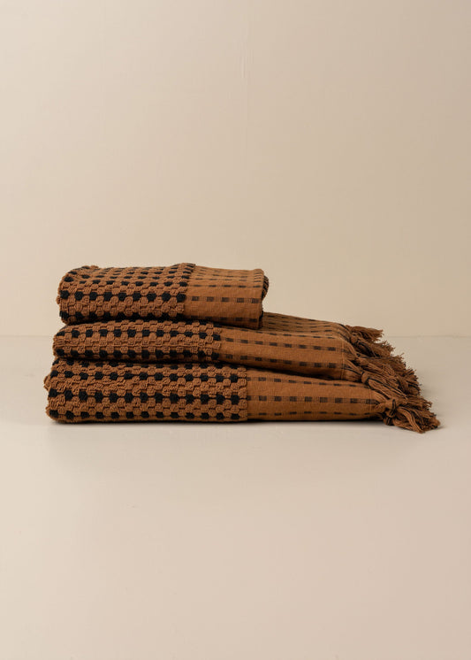 Chickpea Bath Sheet Collection - Chocolate/Black - - - Saardé - Saardé.