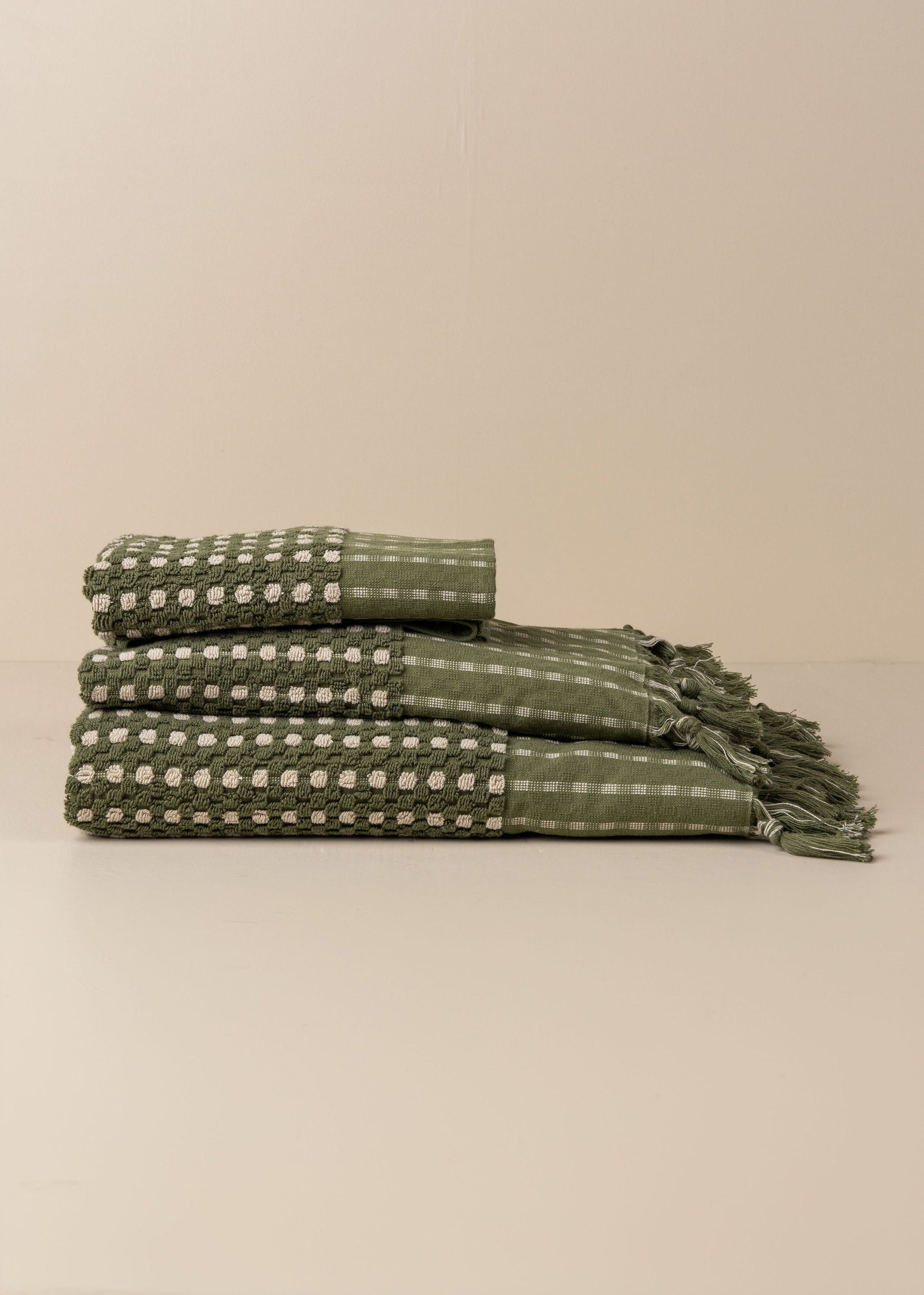 Chickpea Bath Sheet Collection - Olive/Stone - - - Saardé - Saardé.