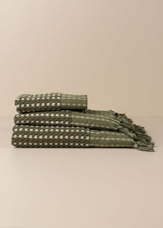 Chickpea Bath Sheet Collection - Olive/Stone - - - Saardé - Saardé.