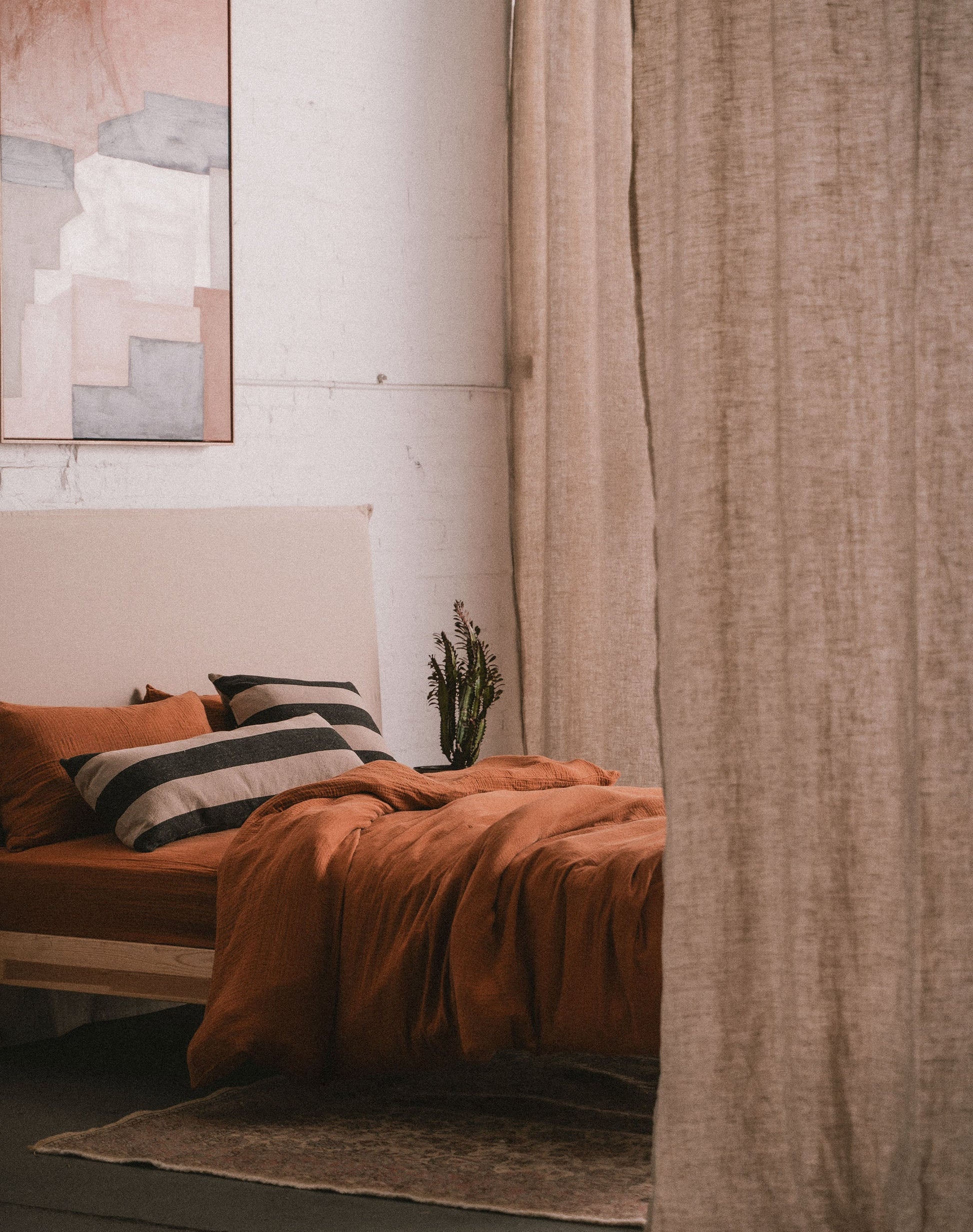 Enes Duvet Cover and Pillowcases Set | Terracotta - - - Saardé - Saardé.