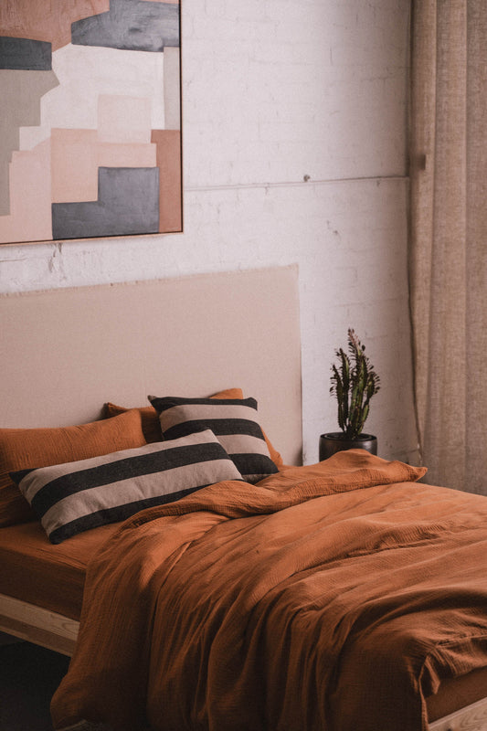 Enes Duvet Cover and Pillowcases Set | Terracotta -  -  - Saardé - Saardé.