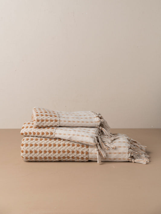 Chickpea Bath Sheet Bundle - Stone/Terracotta -  -  - Saardé - Saardé.