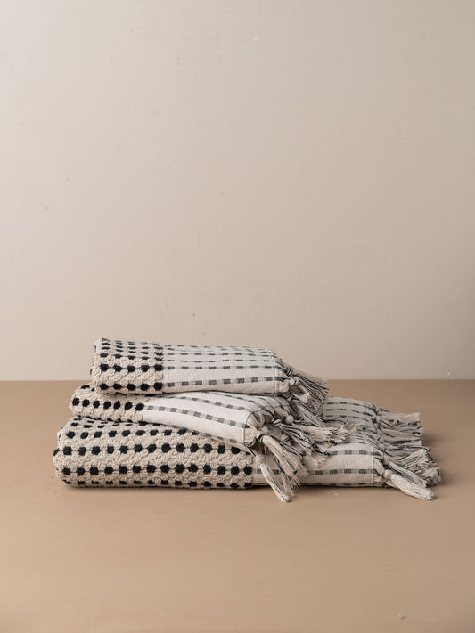 Chickpea Bath Sheet Bundle - Stone/Black -  -  - Saardé - Saardé.