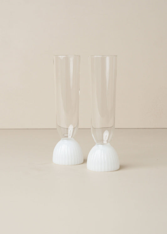 Kairos Champagne Flute | Opaque White | Set of 2 - - - Saardé - Saardé.