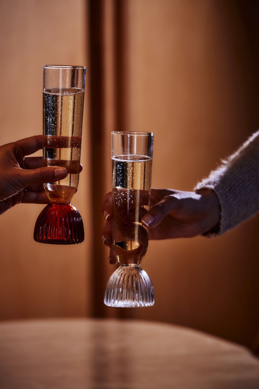 Kairos Champagne Flute | Dark Amber | Set of 2 - - - Saardé - Saardé.