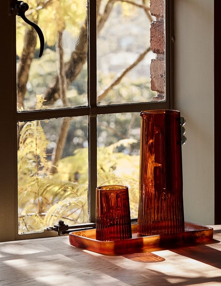 Kairos Large Water Glass | Dark Amber | Set of 2 - - - Saardé - Saardé.