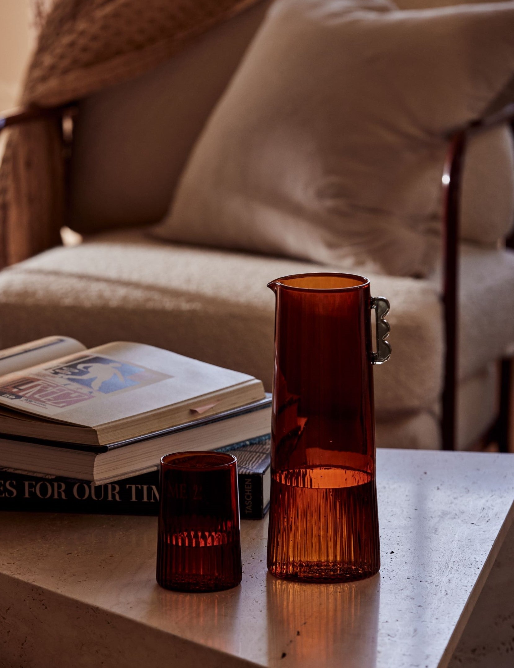 Kairos Large Water Glass | Dark Amber | Set of 2 - - - Saardé - Saardé.