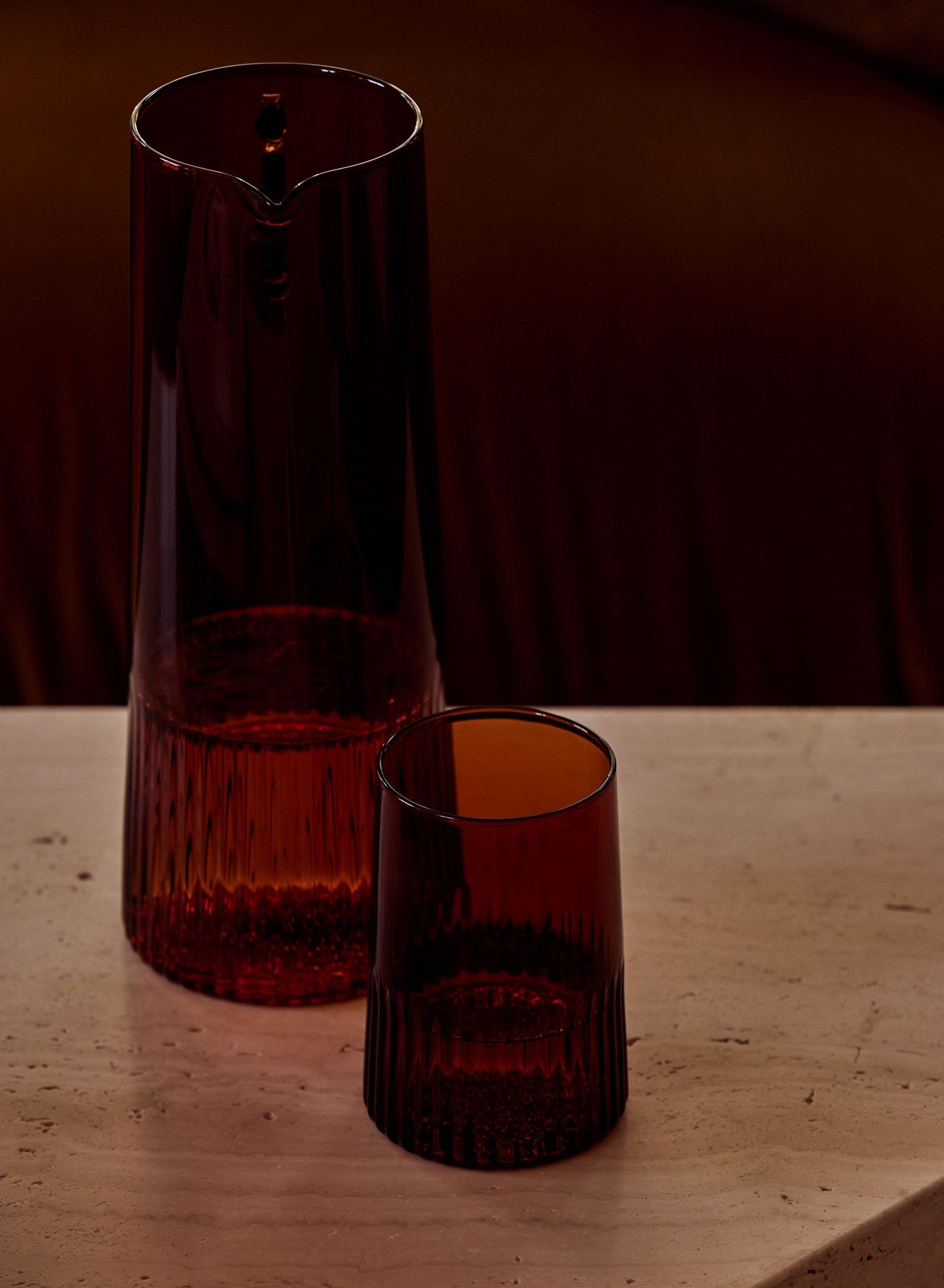 Kairos Large Water Glass | Dark Amber | Set of 2 - - - Saardé - Saardé.
